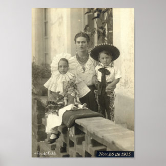 Frida Kahlo w/Children Poster