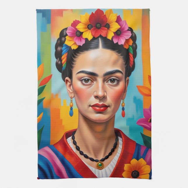 Frida Kohlo Pop Art Deco Malerei Küche Handtuch (Vertikal)