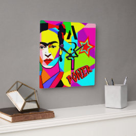 Frida POP ART Quadratische Wanduhr