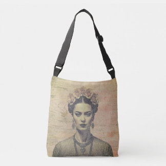 Frida Rose Crown - Rustikale Kunst Tragetaschen Mit Langen Trägern