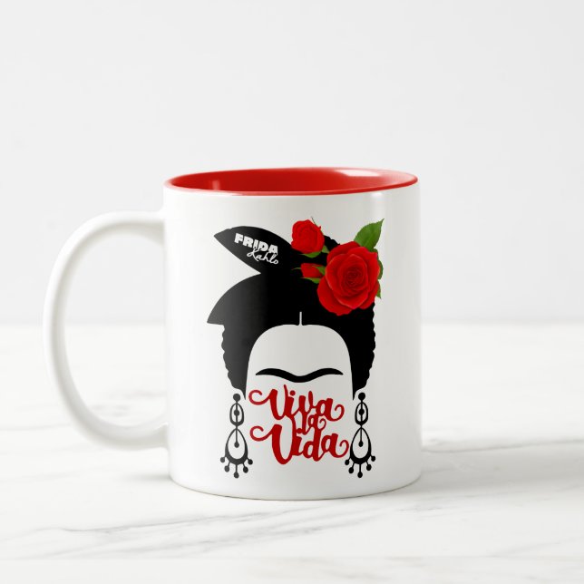 Frida Rote Rosen Zweifarbige Tasse (Links)