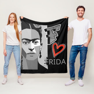 FRIDA SCHWARZ UND ROTES HERZ FLEECEDECKE