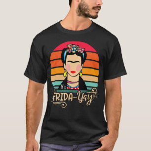 Frida-Yay Frida Floral Vintag Design T-Shirt