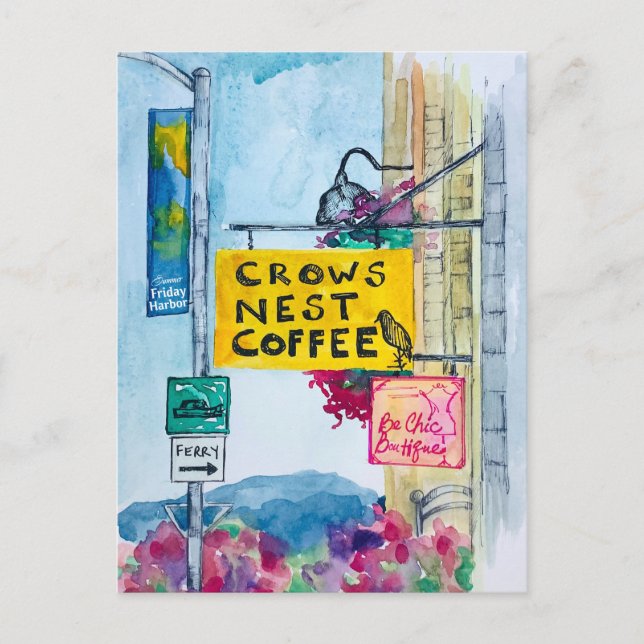 Friday Harbor Washington Coffee Business Signs Postkarte (Vorderseite)