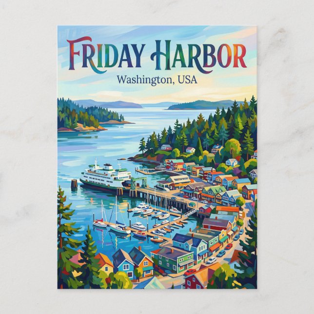 Friday Harbor, Washington USA -> Friday Harbor, Wa Postkarte (Vorderseite)