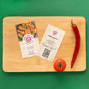 Fried Chicken Business   Modern Bright Barcode Visitenkarte
