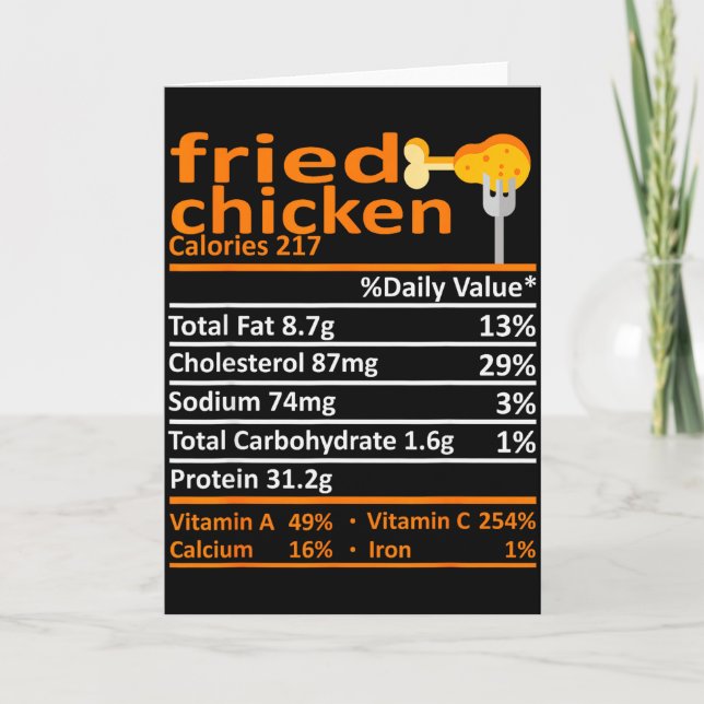 Fried Chicken Nutrition Food Facts Thanksgiving Fu Karte (Vorderseite)