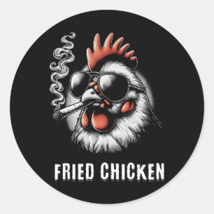 Fried Chicken Sungles rauchen lustiges Unkraut Runder Aufkleber