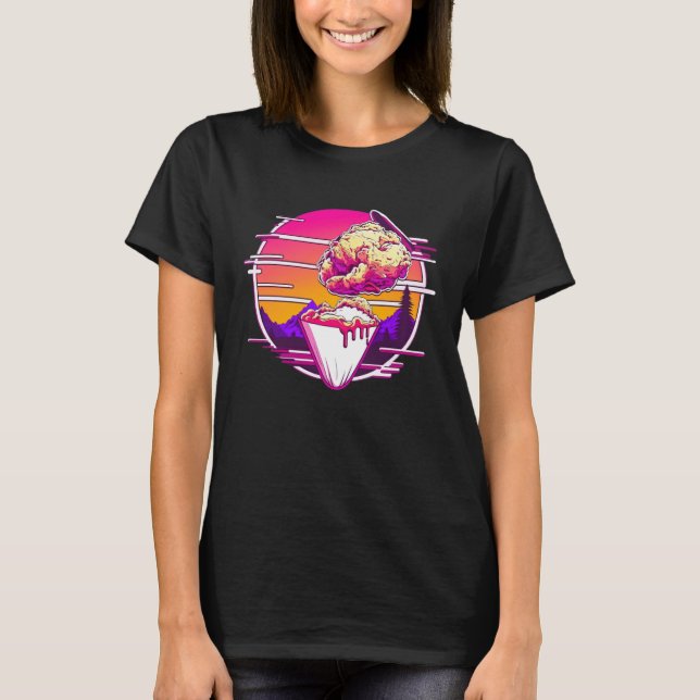 Fried Chicken Synthwave 80s Retrowave Aesthetic T-Shirt (Vorderseite)