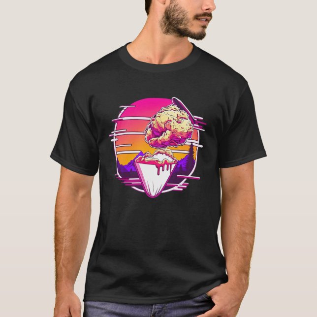 Fried Chicken Synthwave 80s Retrowave Aesthetic T-Shirt (Vorderseite)