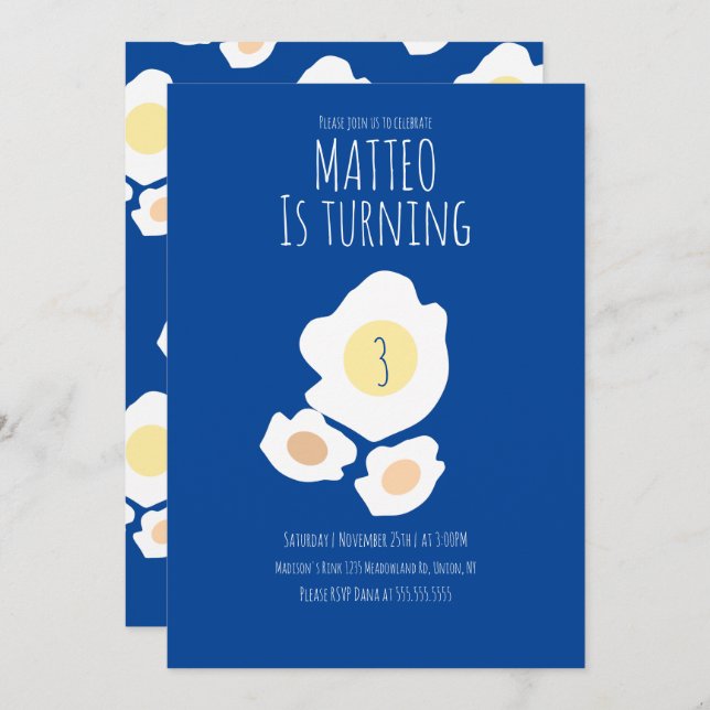 Fried Egg dreitägige Einladung (Vorne/Hinten)