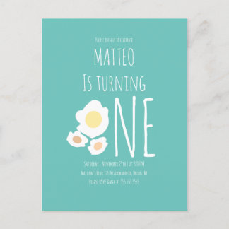 Fried Egg Erster Geburtstag Einladung Postkarte