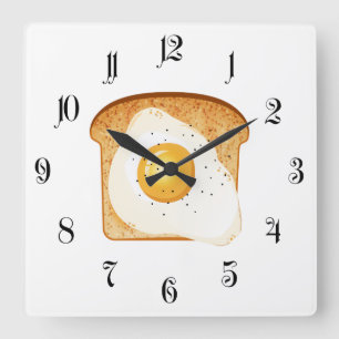Fried egg on toast quadratische wanduhr