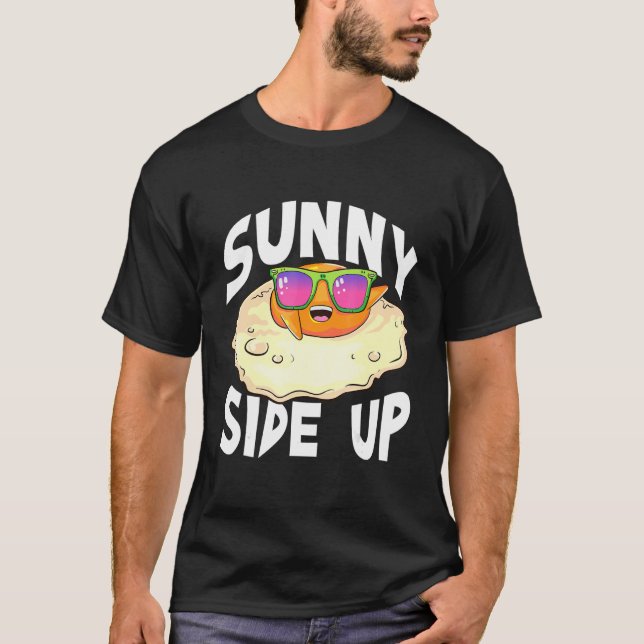 Fried Egg Wearing Sonnenbrille Sonniges Ei T-Shirt (Vorderseite)