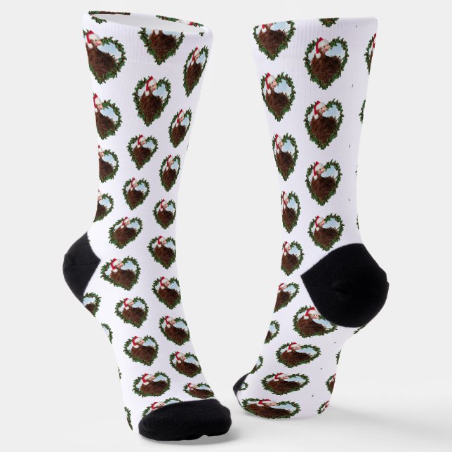 Fried Huhn Weihnachts Kranz Socken (Gewinkelt)