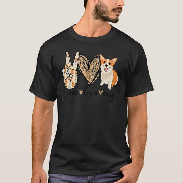 Fried Liebe Corgi Hunde-Mama T-Shirt (Vorderseite)