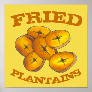 Fried Plantains Kochen Bananen Karibik Lebensmitte Poster