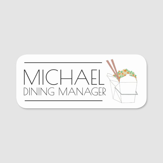 Fried Rice Chopsicks Chinesisches Restaurant Ausfl Namensschild (Vorderseite)