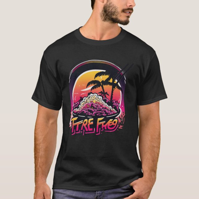 Fried Rice with a Nostalgic 80s Retrowave Aestheti T-Shirt (Vorderseite)