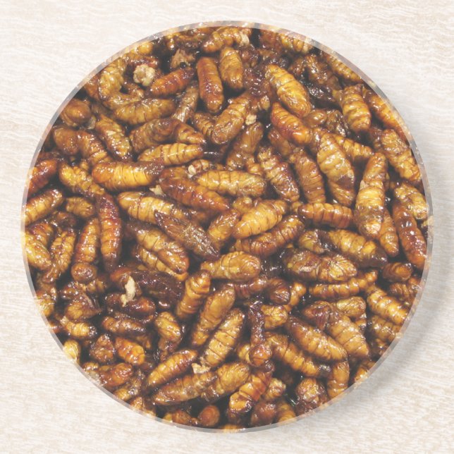 Fried Silk Worms ... Thai Street Food Getränkeuntersetzer (Vorne)