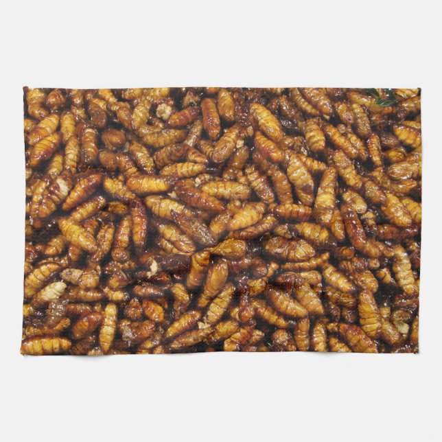 Fried Silk Worms ... Thai Street Food Handtuch (Horizontal)