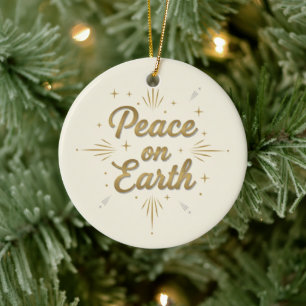 Friede auf Erden Retro-Schrift Vintage-Typografie  Keramik Ornament