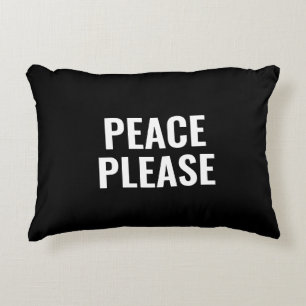 Friede Bitte schwarz-weiß moderne Typografie Dekokissen