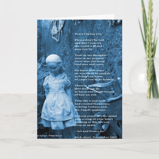 Friede Ich bringe dir gedankenvolles Grußkartenged Karte (Vorderseite)