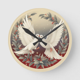 Friede im Flug: Holly Dove Weihnachten Runde Wanduhr