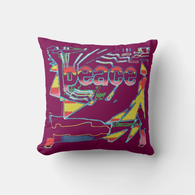 "Friede" Inspirationsrotes Gelb auf Wein Südwesten Kissen (Vorderseite)