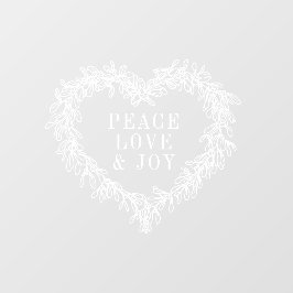 Friede, Liebe Freude am Mistleton Weihnachten weiß Fensteraufkleber