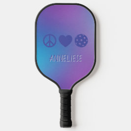 "Friede, Liebe, Pickleball" Custom Blue Lila Pickleball Schläger
