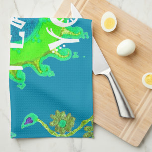 Friede sei mit dir: inspirierendes Grün und Gelb Geschirrtuch