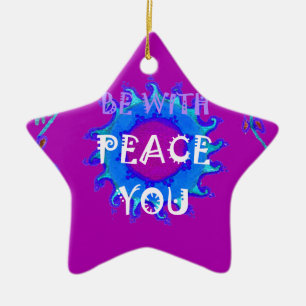 Friede sei mit dir   Schöne violette und blaue Blu Keramikornament