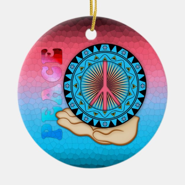 Friede ~ Sun Keramik Ornament (Vorne)