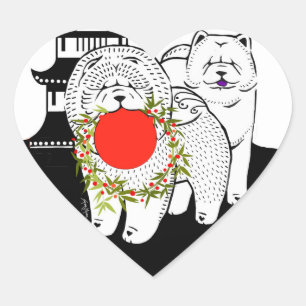 FRIEDEN AUF DER ERDE - Chow heart Feiertagsaufkle Herz-Aufkleber