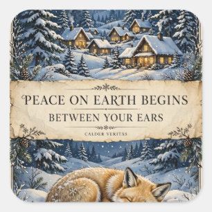 Frieden auf Erden beginnt — Weihnachtssticker Quadratischer Aufkleber