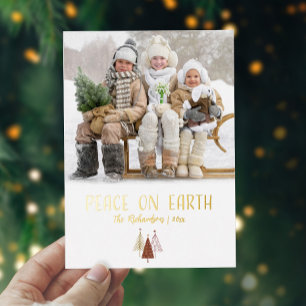 Frieden auf Erden Foto Elegante Weihnachts-Goldsch Folien Feiertagskarte