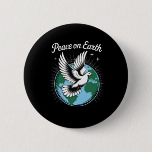 Frieden auf Erden Taube und Globus Glaube Weihnach Button