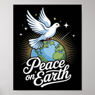 Frieden auf Erden Taube und Globus Glaube Weihnach Poster