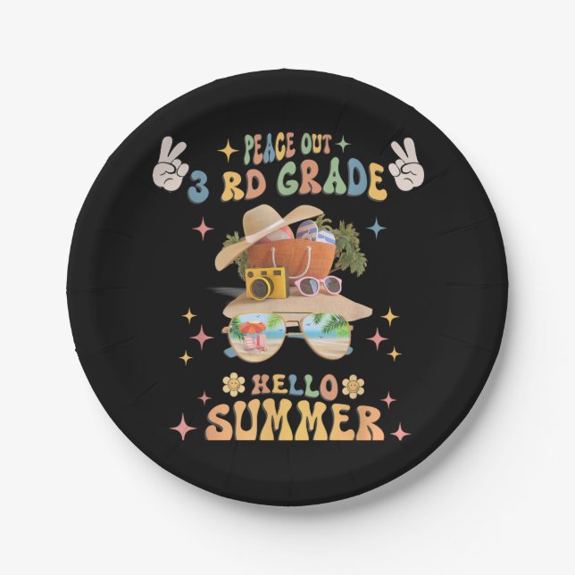 Frieden aus 3. Klasse Hallo Sommer Pappteller (Vorderseite)