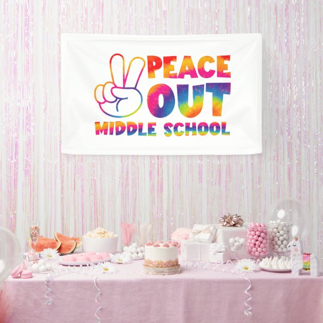 Frieden aus der Mittelschule Gefärbte Krawatte am  Banner (Party)
