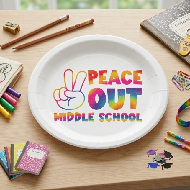 Frieden aus der Mittelschule Gefärbte Krawatte am  Pappteller (Von Creator hochgeladen)
