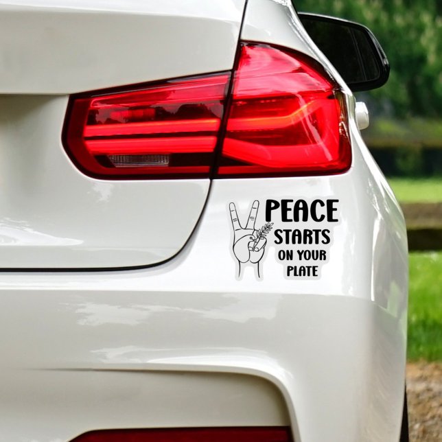 Frieden beginnt auf Ihrem Teller, Veganer Aktivism Aufkleber (Von Creator hochgeladen)