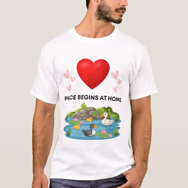 Frieden beginnt beim Zuhause-Shirt | Ruhe und Bewa T-Shirt (Vorderseite)