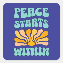 Frieden beginnt in quadratischer aufkleber