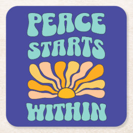 Frieden beginnt in rechteckiger pappuntersetzer