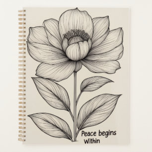 Frieden beginnt innen – Elegante Florale Linienkun Planer