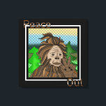 Frieden | Bigfoot Sasquatch Pop Art Art Leinwanddruck<br><div class="desc">Handgezeichneter Bigfoot oder Sasquatch zeichnend in einem Retro-Pop Art Stil,  der ein Friedenszeichen aufhält.</div>
