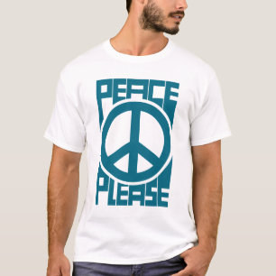 Frieden Bitte Blaue Schrift T-Shirt